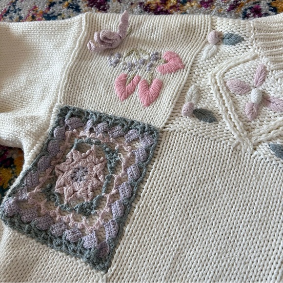 One of a kind Vintage 80s Embellished knit mock neck sweater - Picture 7 of 9